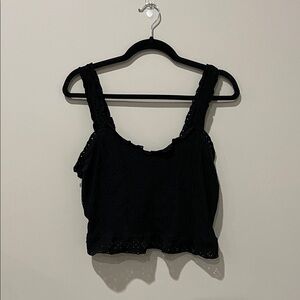 URBAN Romantics Black Eyelet Lace Crop Top